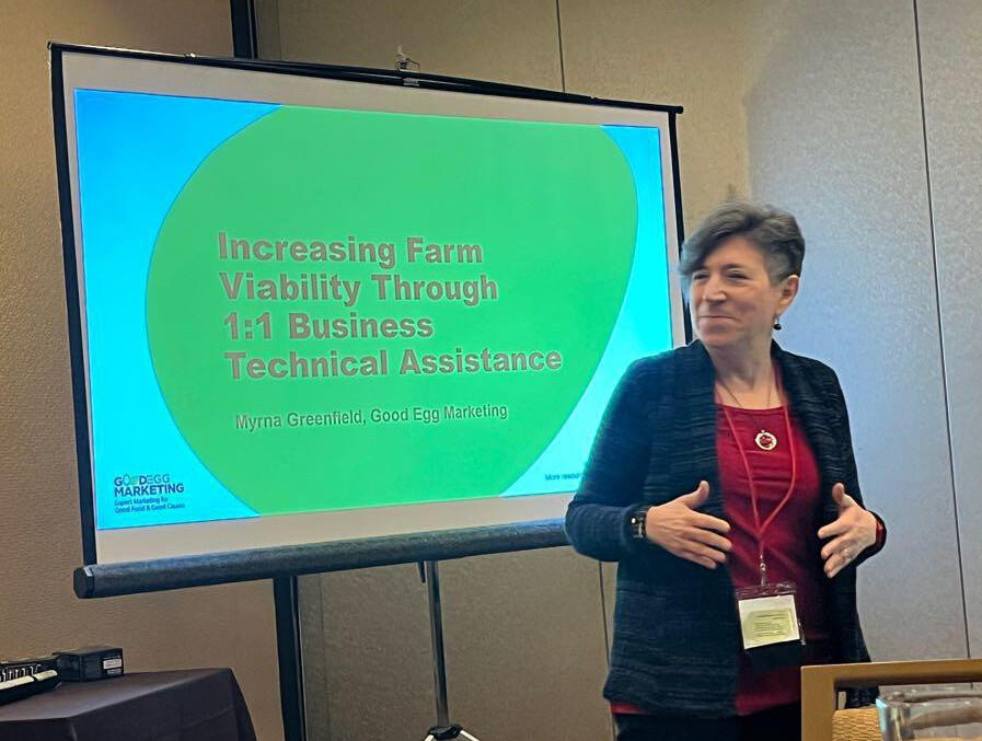 Myrna Greenfield presenting at conference Myrna Greenfield presenting at 2023 National Agricultural Marketing Summit in Washington, D.C.