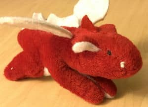 Photo of a Dragon Systems plush toy, a giveaway item that harness the power of symbol for the company